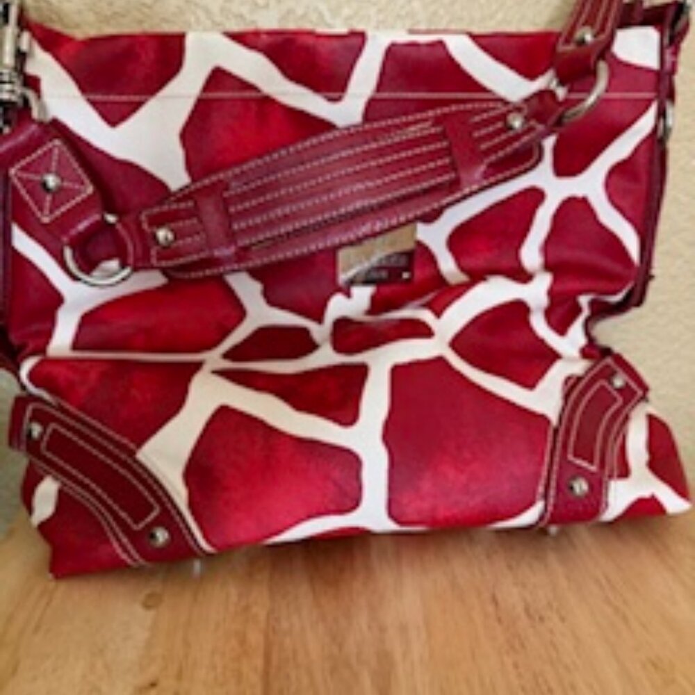 Dooney & Bourke Red/White Zebra Print Leather Shoulder Bag - Picture 5 of 10